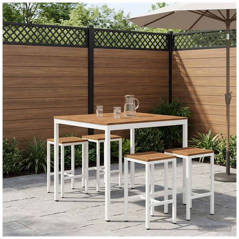 Tavolo Bar da Giardino Naturale e Bianco 110 x 108,5 x 105 cm - Foto 2
