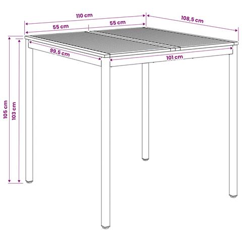Tavolo Bar da Giardino Naturale e Bianco 110 x 108,5 x 105 cm - Foto 8