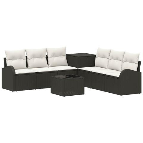Set di divani 8 pz Nero e Bianco Crema - Foto 1