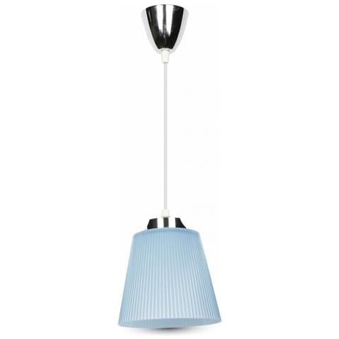 Lampadario Led 7w Campana In Plastica Blu E Acciaio Cromato Luce Naturale 4000k Vt-1036 8506 - Foto 1