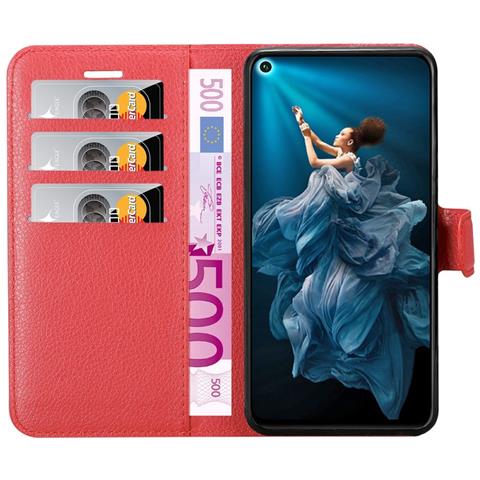 Custodia Compatibile Con Huawei Nova 5t In Rosso Carminio - Coperchio Protettiva Con Chiusura Magnetica, Funzione Stand E Tasca Per Le Carte - Foto 2