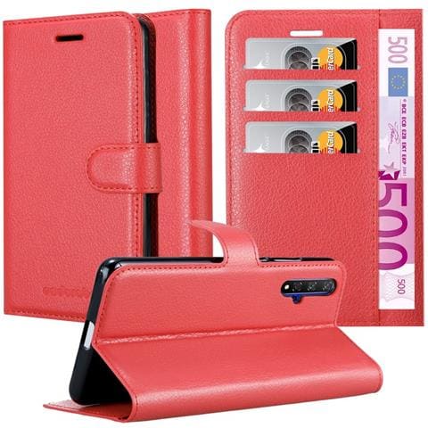 Custodia Compatibile Con Huawei Nova 5t In Rosso Carminio - Coperchio Protettiva Con Chiusura Magnetica, Funzione Stand E Tasca Per Le Carte - Foto 1