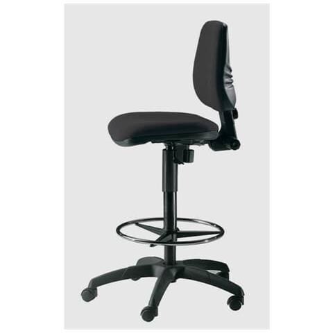 Sgabello Tecnico Esos Eoe1 Seduta Alta - Poggiapiedi Telescopico - Rivestimento Eco Nero - Eoe1 / en - Foto 1