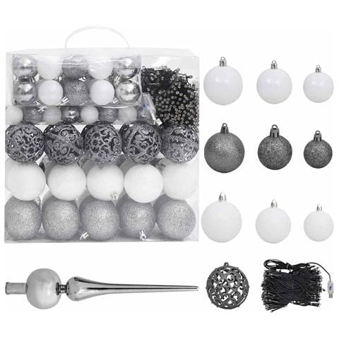 Set Albero Natale Artificiale LED e Palline Argento 210 cm PVC - Foto 10