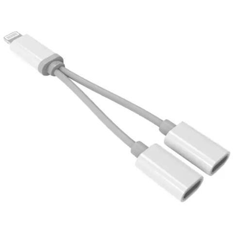 Cavo di Conversione Audio Digitale 2 in 1 YK-P03 Lightning 0.1m - Bianco - Foto 1
