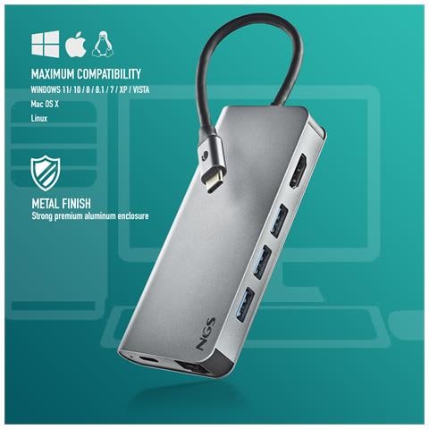 Wonder Dock 8 Hub Usb-c 8 In 1 Adattatore Multiporta Usb 3.0 Usb-c Con Carica Pd Hdmi Lettore Di Schede Sd /tf Et Lan Rj45 Compatibile Con I Dispositivi Usb-c Grigio - Foto 5