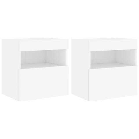 Mobili Tv A Parete Con Luci Led 2pz Bianchi 40x30x40 Cm - Foto 2