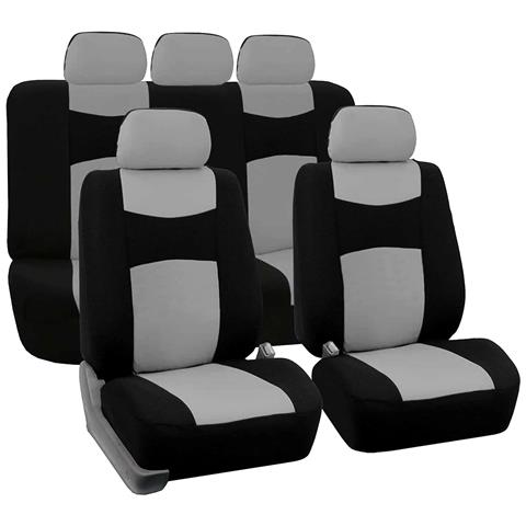 Kit Coprisedili Mod. A18 Per Auto Universale Con Copri Cintura E Volante Inclusi Completo Per Anteriori E Posteriori, Colore Grigio - Foto 1