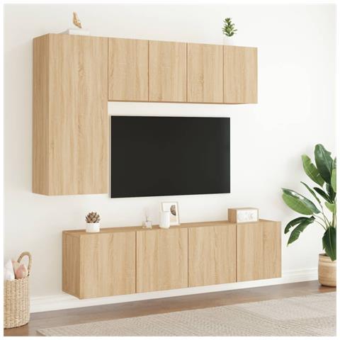 Mobili Tv A Muro 5pz Rovere Sonoma In Legno Multistrato - Foto 3