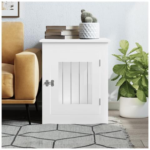 Gabbia Cani Da Arredamento Bianca 55x75x65cm Legno Multistrato - Foto 2