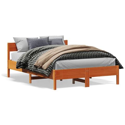 Giroletto Con Testiera Marrone Cera 120x190 Cm Massello Pino - Foto 1