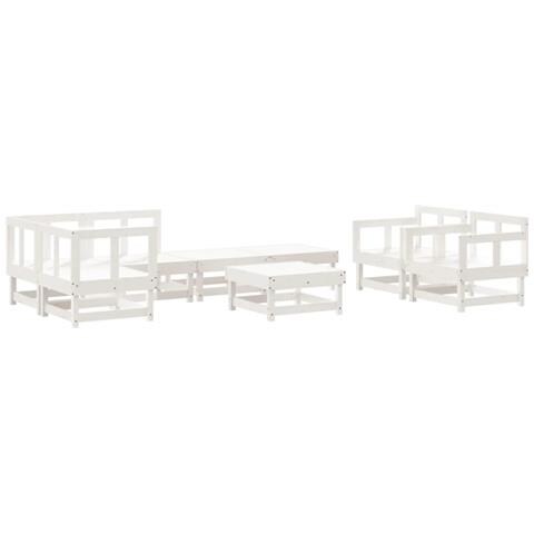 Set Salotto Da Giardino 8 Pz In Legno Massello Di Pino Bianco - Foto 1