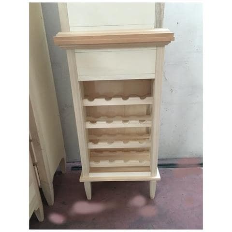 Portabottiglie Con Vassoio In Legno Classico Grezzo L. 57 P. 37 H. 105 - Foto 1
