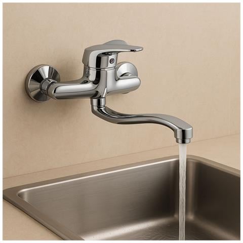 Miscelatore A Muro Milano Plus In Ottone Lavello Cucina Con Erogazione Orientabile - Foto 3