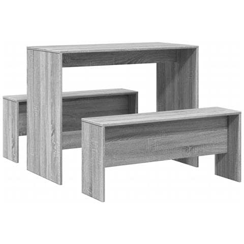 Set Tavolo da Pranzo e Panche 3 pz Grigio Sonoma in Truciolato - Foto 2