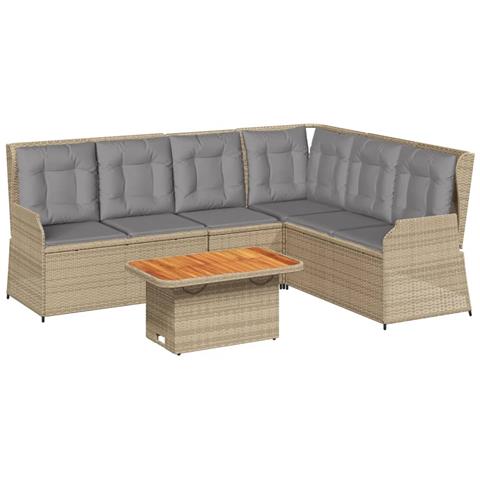 Set Divani Da Giardino 5 Pz Con Cuscini In Polyrattan Beige - Foto 1