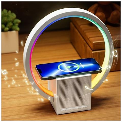 Cassa Speaker Ricaricabile Lampada Led Rgb Ricarica Wireless Bluetooth Radio 258 - Foto 5