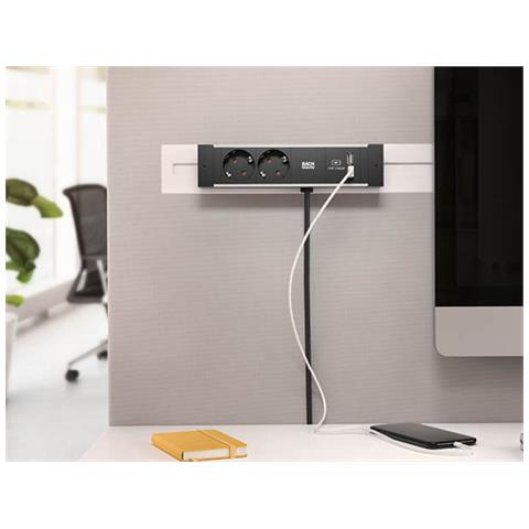 Desk Rail Prolunghe E Multiple 2 M 2 Presa (e) Ac Interno Nero, Argento - Foto 3