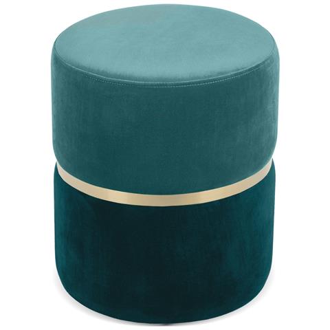Pouf Louise In Velluto Blu Anatra E Metallo Dorato - Foto 2