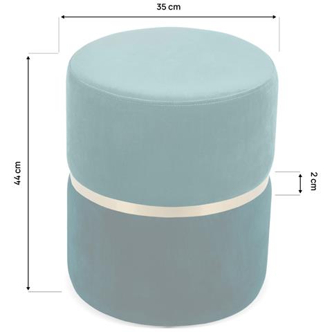 Pouf Louise In Velluto Blu Anatra E Metallo Dorato - Foto 8