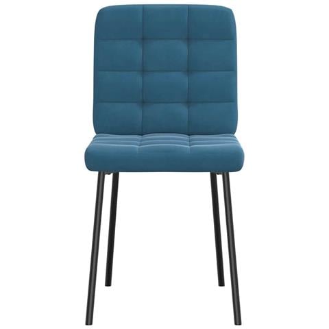 Sedie Da Pranzo 6 Pz Blu In Velluto - Foto 3
