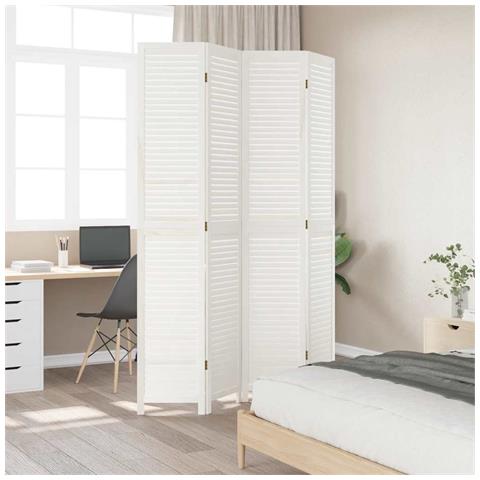 Divisorio Ambienti 4pannelli Bianco Legno Massello Di Paulownia - Foto 3