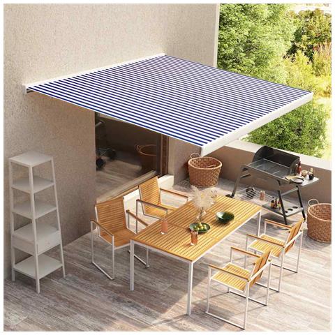 Tendone Parasole In Tela Blu E Bianco 350x250 Cm - Foto 1