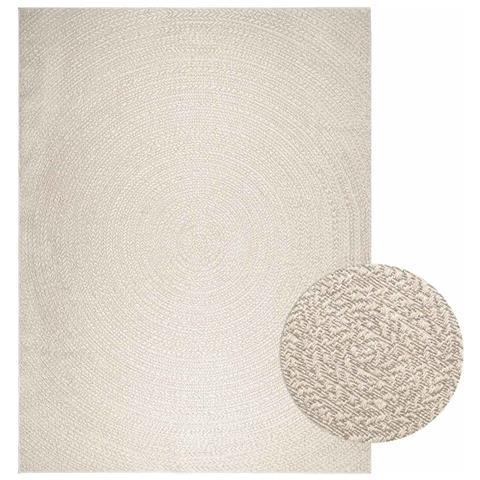 Tappeto Zizur Crema 240x340 Cm Aspetto Iuta Interni Ed Esterni - Foto 1