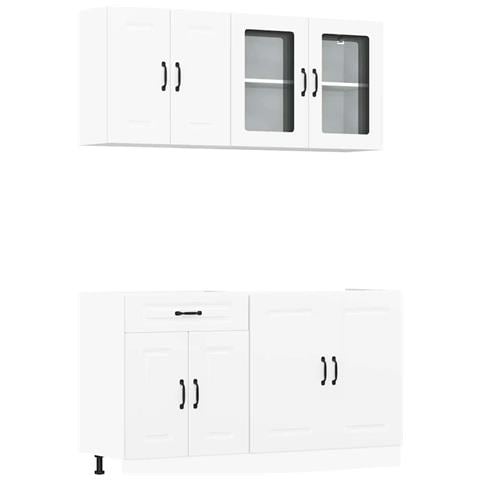 Set Mobili Da Cucina 4 Pz Kalmar Bianchi Legno Multistrato - Foto 2