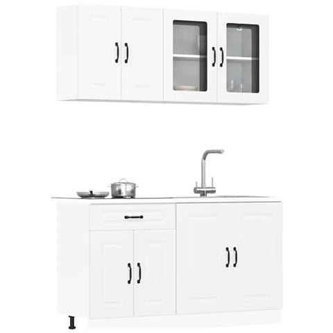 Set Mobili Da Cucina 4 Pz Kalmar Bianchi Legno Multistrato - Foto 1