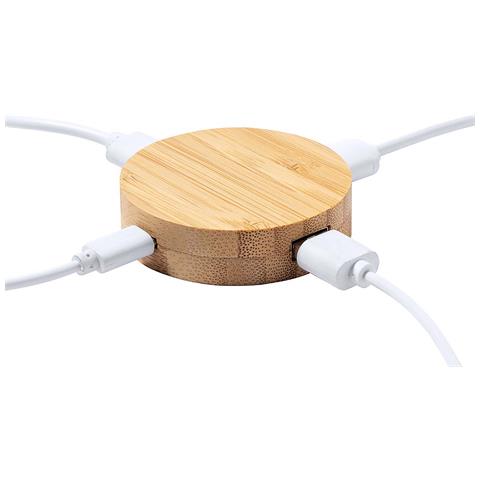 Dam  Nature Bambù Porta Usb 1 Porta Tipo C. 2 Porte Usb 2.0 6,3x1,5x6,3 Cm. Colore Del Legno - Foto 4