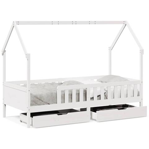 Giroletto Bambini con Cassetti 90x200 cm Legno Massello di Pino - Foto 1