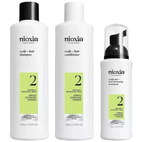 Cofanetto Professionale Antirottura Nioxin System 2 Per Capelli Naturali Affetti Da Diradamento Avanzato: Shampoo, 150 Ml + Balsamo, 150 Ml + Trattamento, 40 Ml - Foto 1