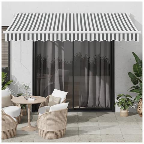Tenda Retrattile Antracite E Bianca 3,5x2,5m Tessuto/alluminio - Foto 1