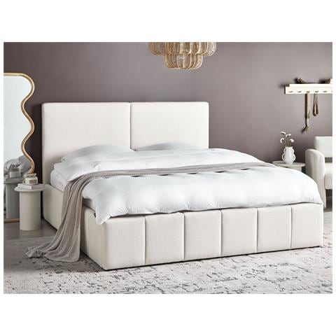 Letto Contenitore Tessuto Castelnavet 180 X 200 Cm Bianco Sporco - Foto 1