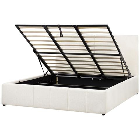 Letto Contenitore Tessuto Castelnavet 180 X 200 Cm Bianco Sporco - Foto 2