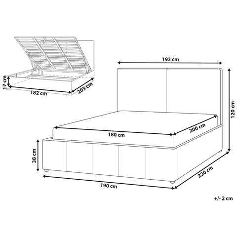 Letto Contenitore Tessuto Castelnavet 180 X 200 Cm Bianco Sporco - Foto 8