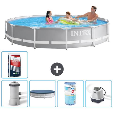 Piscina Fuori Terra - In Giro - 366x76 Cm - Grigio - Include Accessori Coordinati A2092 - Foto 1