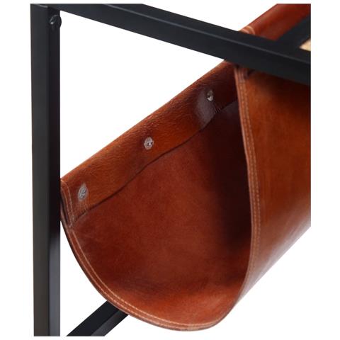 Lusso Casadino -  Tavolino Da Salotto In Vera Pelle Con Portariviste 110x50x45 Cm - Foto 8