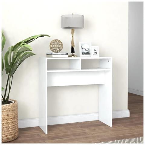 Lusso Casadino -  Tavolino Consolle Bianco 78x30x80 Cm In Legno Multistrato - Foto 2