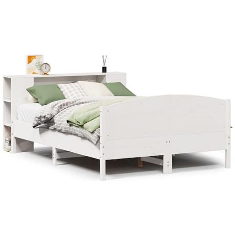 Letto Libreria senza Materasso Bianco 120x190 cm Legno di Pino - Foto 1