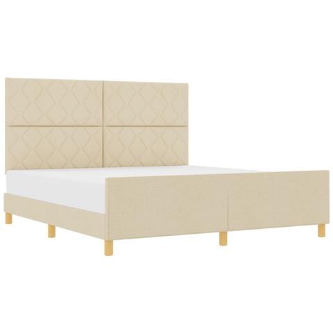 Struttura Letto Crema 180x200 cm Tessuto - Foto 1
