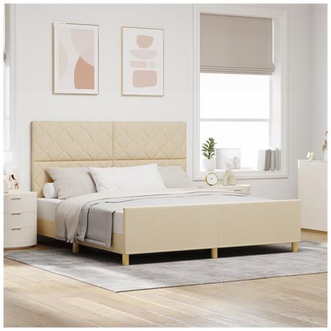 Struttura Letto Crema 180x200 cm Tessuto - Foto 2
