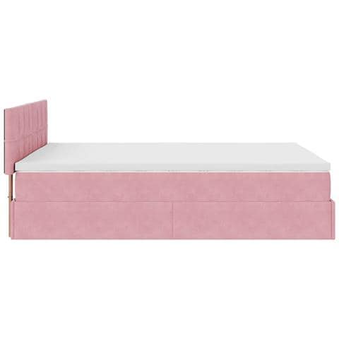 Struttura Letto Pouf con Materasso Rosa 140x200 cm in Velluto - Foto 9