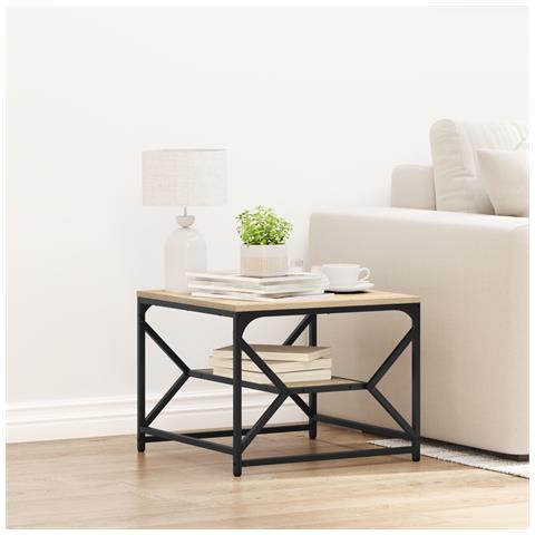 Tavolino da Caffè con Ripiano in Rovere di Sonoma – 51x50x40 cm – Realizzato in Legno Ingegnerizzato - Foto 2