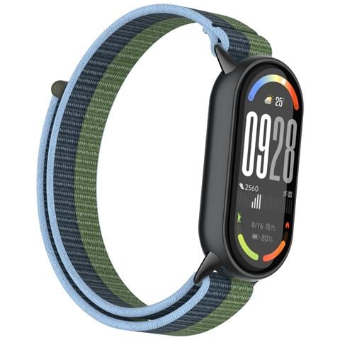 Cinturino In Nylon Per Xiaomi 10/9/8 (versione Standard) Con Connettore In Metallo Green+blue - Foto 1