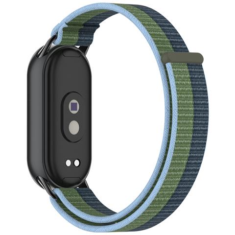 Cinturino In Nylon Per Xiaomi 10/9/8 (versione Standard) Con Connettore In Metallo Green+blue - Foto 4