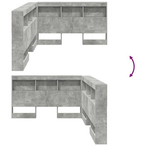 Testata contenitore Grigio cemento 120 cm Legno multistrato - Foto 9