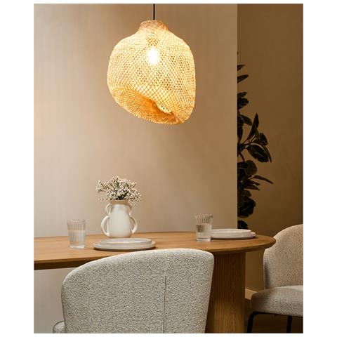 Lampadario Gurabo Legno Di Bambù Naturale - Foto 1