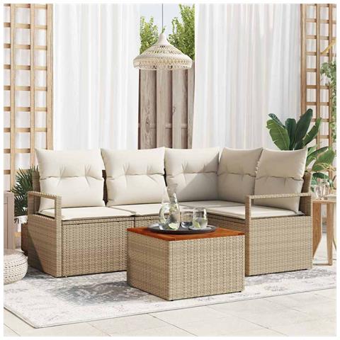 Set Divano da Giardino 5 pcs Beige e bianco - Foto 2